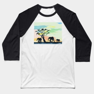 Elephants silhouette Baseball T-Shirt